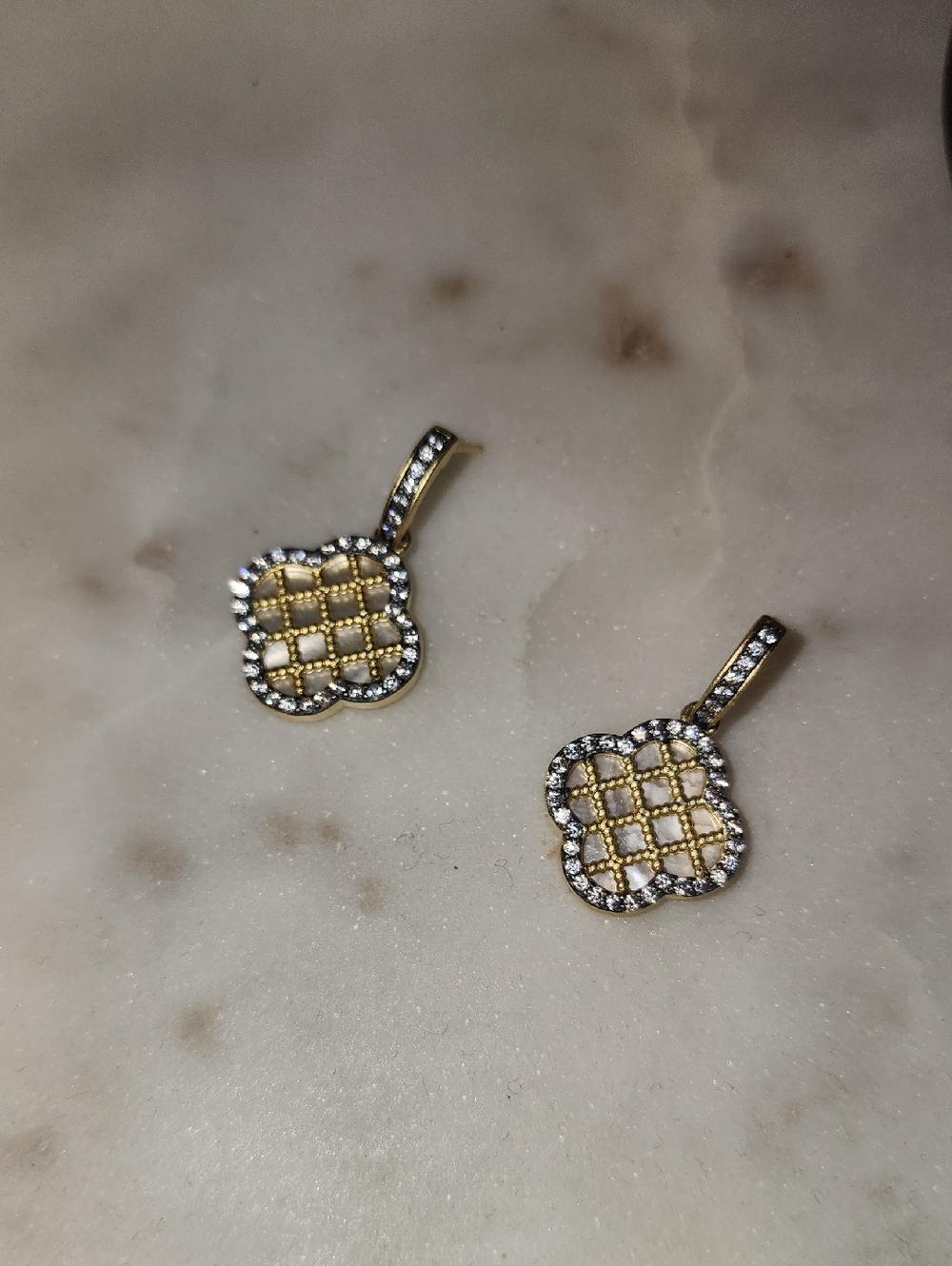 Frieda Rothman Gold Pave Drop Earrings | Retail $325